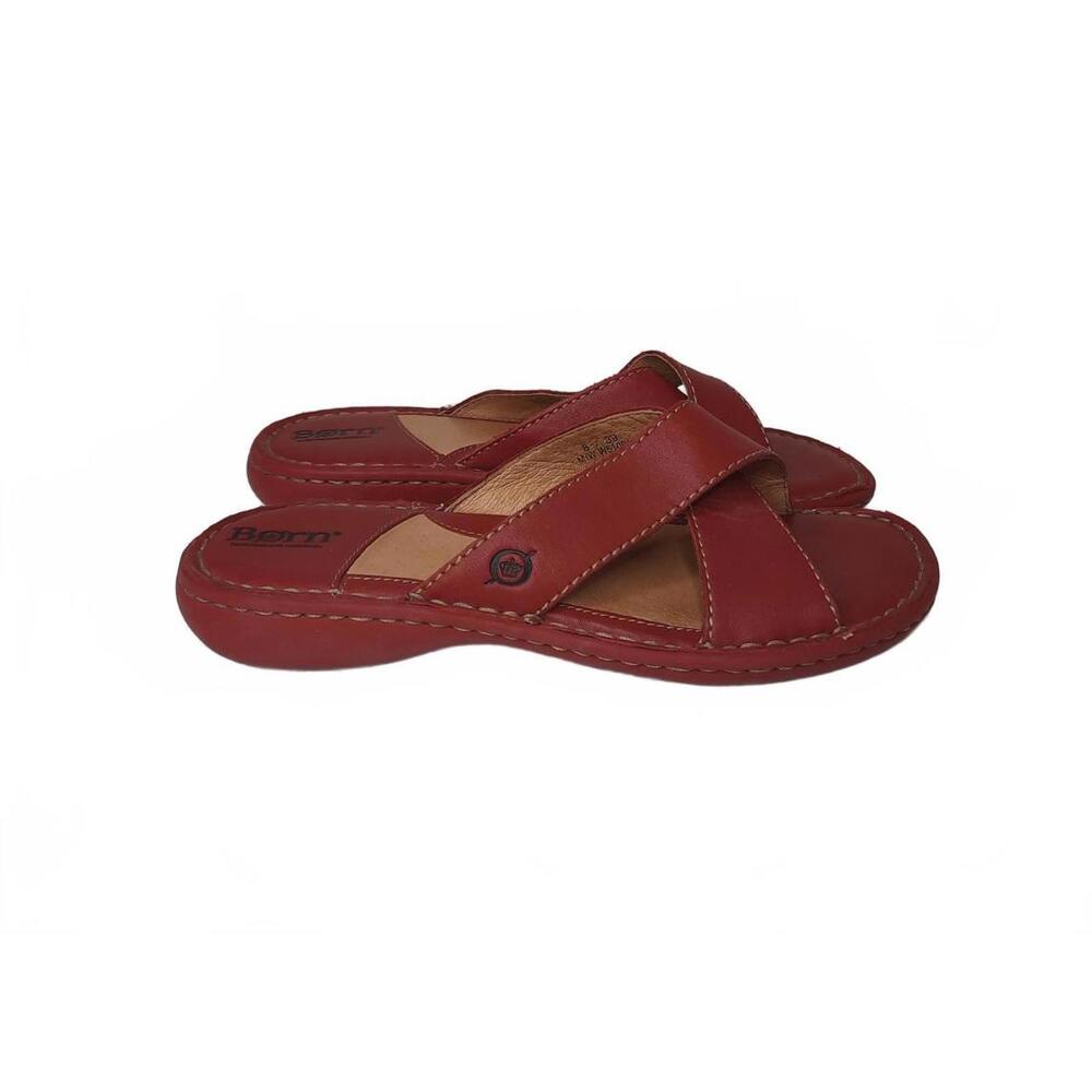 Born Beluna Women's Red Leather Sandals Size‎ 8 / 39